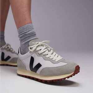 Veja White and Gray Sneakers with Black Logo